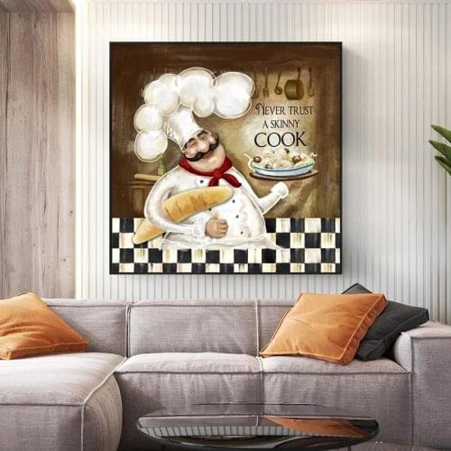 Painting on Canvas Posters and Prints Vintage Restaurant Cook Scandinaviann Anime Wall Art Picture for Kitchen Room Home Decor