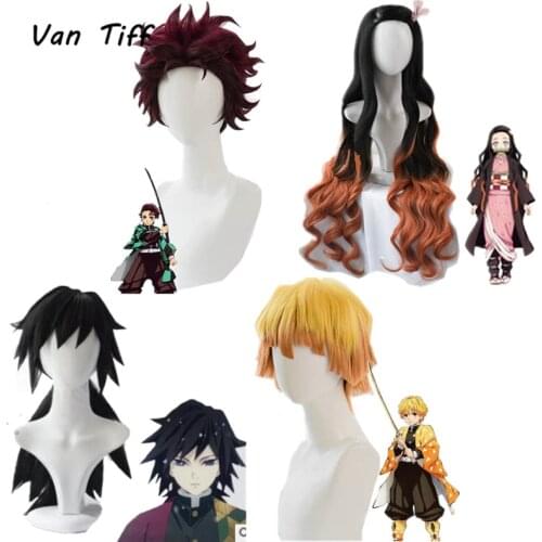 Kimetsu no Yaiba Wigs Cosplay Hair Kamado Nezuko Wigs Kamado Tanjirou Synthetic Wigs Girls Boys Wig Anime Demon Slayer