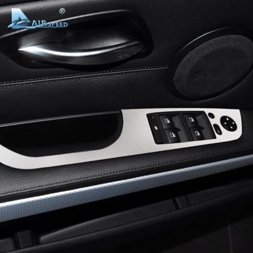 Airspeed Car Window Lifter Control Frame Window Switch Buttons Trim Armrest Stickers for BMW E90 3 Series 2005-2012 Car Styling