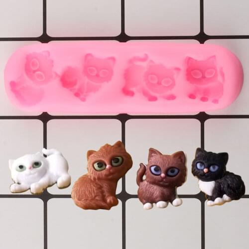 Cat Cake Border Silicone Mould Animal Baby Birthday Cupcake Topper Fondant Cake Decorating Tools Candy Clay Resin Chocolate Mold