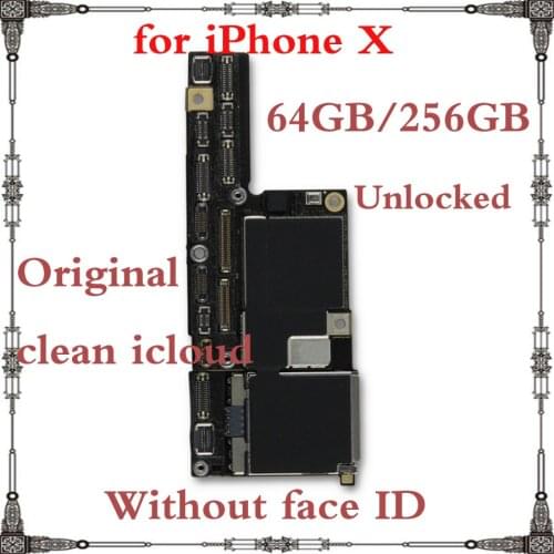 TOP quality Original Mainboard for iphone X 64GB 256GB Unlocked without face ID motherboard for iphone X IOS system logic board