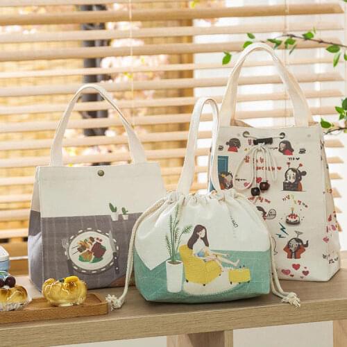 Cute Lunch Bag Office Worker Bring Meal Thermal Handbag Picnic Outing Fruit Snack Drink Organize Storage Keep Fresh Pouch Items
