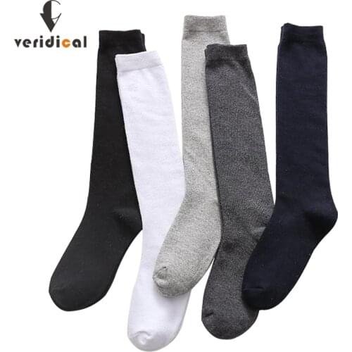 Brand Mens Long Socks Casual Combed Cotton Classic Business Solid Socks Party Wedding Gift Comfortable Dress Black Sokken