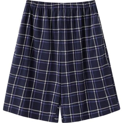 New Summer Knitted Cotton Striped Men Sleep Pants Casual Loose Soft Plus Size L-4XL Male Short Trousers Mens Pajama Pant