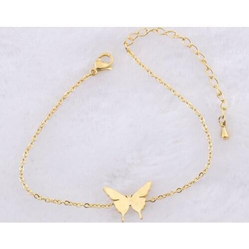 2021 New Classic Simple DIY Stainless Steel Bracelets for Women Fashion Lady Charms Steric Butterfly Bracelet Bangle Jewelry