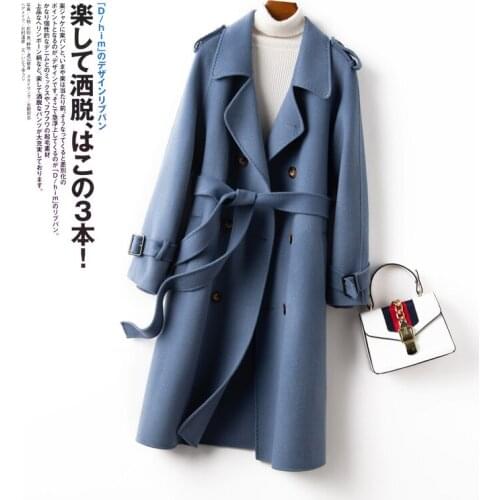 2021 new autumn and winter double-sided cashmere coat womens mid-length 100% pure wool Korean style slim wool coat