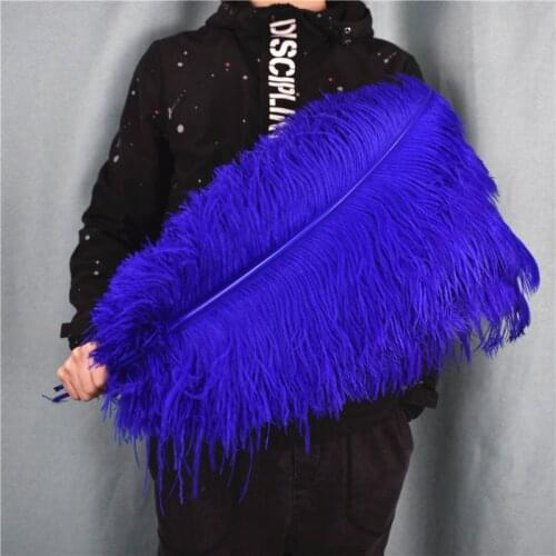 50Pcs Royal Blue Ostrich Feathers for Crafts DIY Big Feather Fan Accessories Centerpieces for Wedding Tables Carnival Decoration