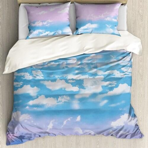Upetstory Cloud Sky Printed Bed Duvet Covers Pillowcases 3in1 Bedroom Soft Bed Bedding Quilt Cover Bedclothes Bed Decoration