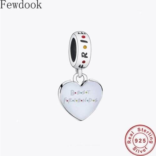 Fit Original Charm Bracelet Authetntic 925 Sterling Silver Heart White Enamel Best Friends Bead For Making Women Berloque 2021