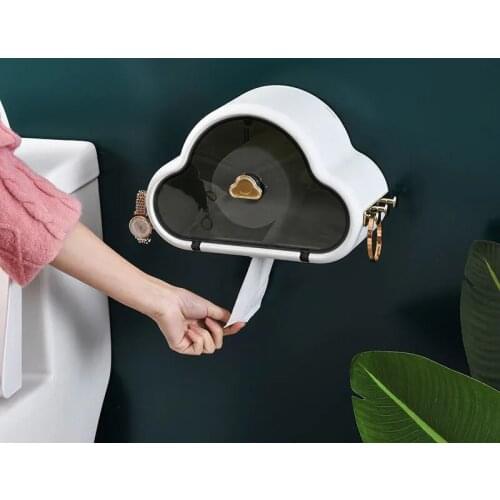 Punch-free Cloud-shaped Tissue Box Waterproof Wall-mounted Tissue Rack Storage Box Bathroom and Kitchen Storage Tools