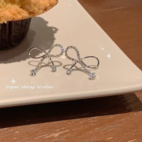 RZ032 Bow-Knot Earrings Exquisite Temperament Female Earrings High Sense 2021 New