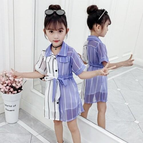 Girls Chiffon Dress Summer Wear 2020 New Style Childrens Skirt Subnet Red Ocean Little Girl Big Boy Princess Dress