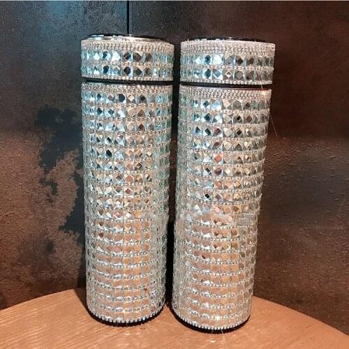 Sparkling Thermos Cup 500ml Large Capacity Stainless Steel Thermos Bottle Portable Vacuum Flask Insulated Tumbler Gift for Women