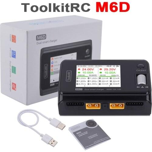 ToolkitRC M6D MINI Smart Charger DC Dual-Channel 250Wx2 15A Output 2-6s High Power Balance Charger Cell Checker Tester