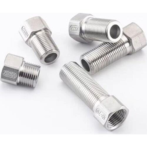 304 stainless steel 1 / 2 extension internal and external wire direct hexagon joint thread extension homemade water tank joint