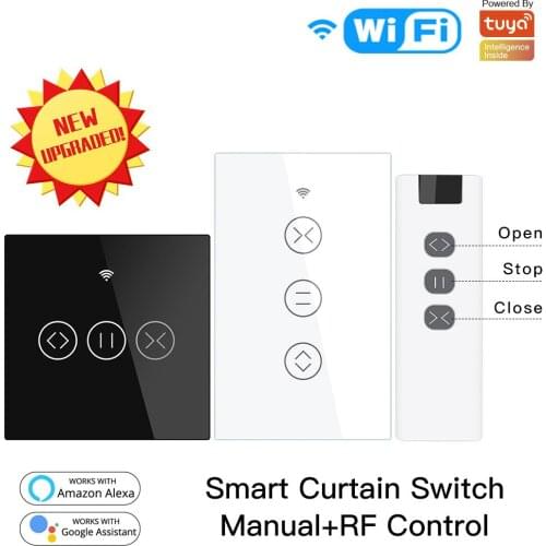 Wifi smart curtain switch American/European glass touch curtain switch supports Bluetooth quick search