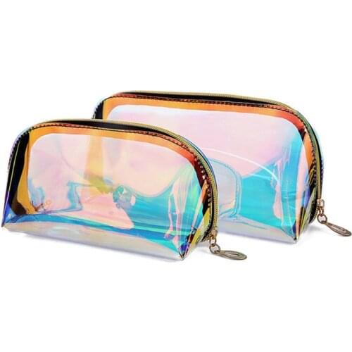 Women Lady Holographic Travel Makeup Bag Multifunctional Transparent Cosmetic Pouch Purse Casual Storage Organizer X7XC