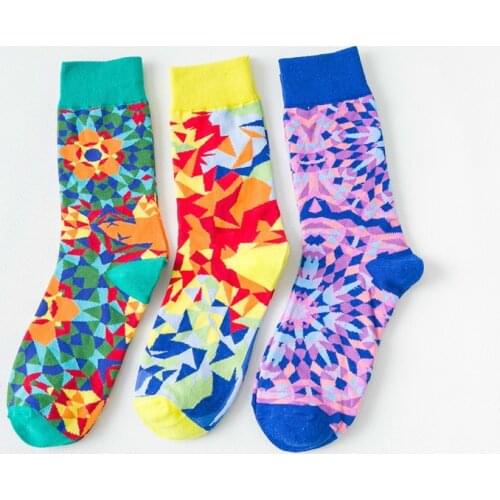 PEONFLY Hit Color Splicing Women Socks Original Colorful Geometric Casual Socks Happy Socks Female Calcetines Mujer