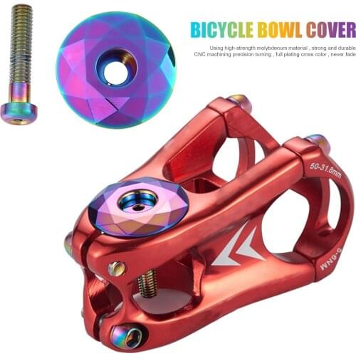 1-1/8 inch Bike Stem Top Cap Bicycle Headset Cap Cover with Bolt Burnt Blue Screw for 28.6mm Fork Head Tube Bike Tools Accessory