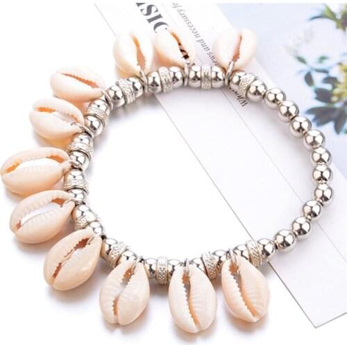 1pc Summer Beach Tassel Seashell Pendant Foot Anklet Bracelet Bohemian Metal Shell Scallop Hand Knit Rope Chain Female