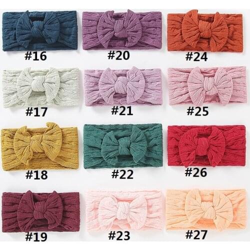 100pcs/lot,Wholesale Cable Knit Nylon Baby Headbands,Knot Bow Turban,Ribbed Headband for GIrls Headwear One size fits most