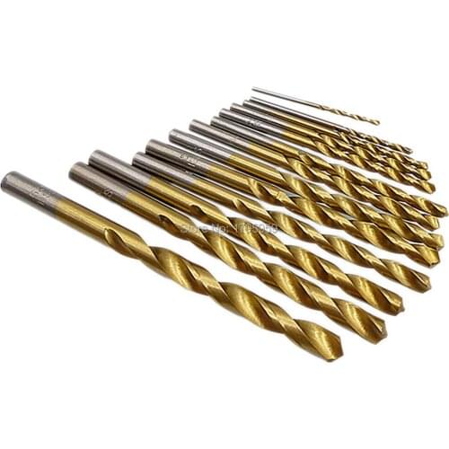 13pc Twist Drill Bit HSS Titanium Coated Woodworking Drill Bit 1.5 to 6.5mm Straight Shank Metal Plastic Drilling Cutting Tools