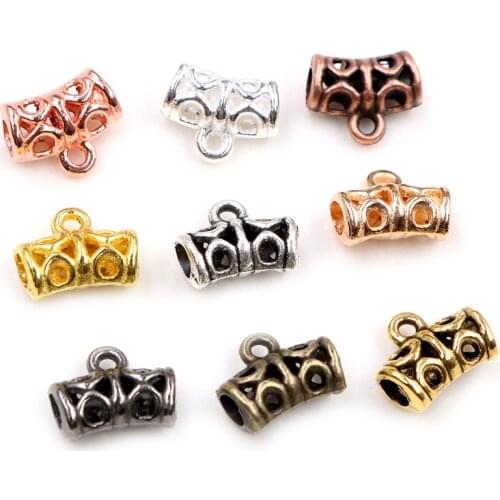 20pcs 12x9mm Beads Bails Pendants for DIY Jewelry Making Necklace Silver Plated Gold Black Bails Charm Pendants Jewelry Findings