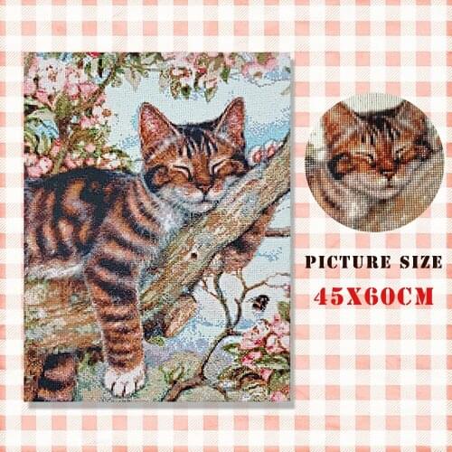 2021 5D DIY Square/Round Diamond Painting Cat Cross Stitch Animal Embroidery Complete Kit Picture