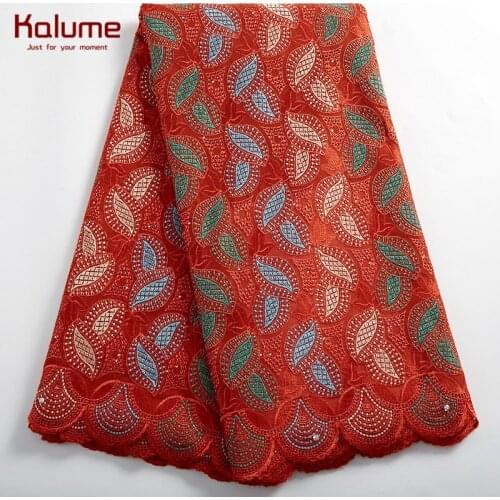 Kalume African Cotton Lace Fabric Dubai Swiss Voile In Switzerland Embroidery Nigerian Lace Fabrics For Women Sewing Dress H2404