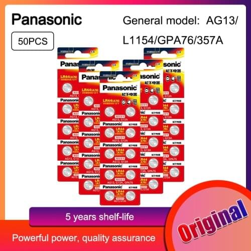 Panasonic 50pcs 2021 Promotion New 1.5v LR 44 LR44 AG13 Watch Clock Batteries Pilas GP76 L1154 LR1154 SR1154 SR44 SR44SW SR44W