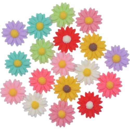 Wholesale resin dasiy flower flat back cabochon for decoration 22mm 50pcs/lot mix 10 color