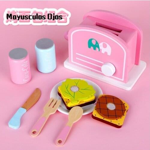 Wooden Childrens Simulation Kitchen Toys Girl Small Kitchen Utensils Bread Machine Set Play House Childrens Educational Toys