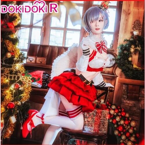 DokiDoki-R Anime Re Zero Cosplay Rem Cosplay Women Cute Christmas Costume Anime Re Zero Rem Cosplay Christmas Costume