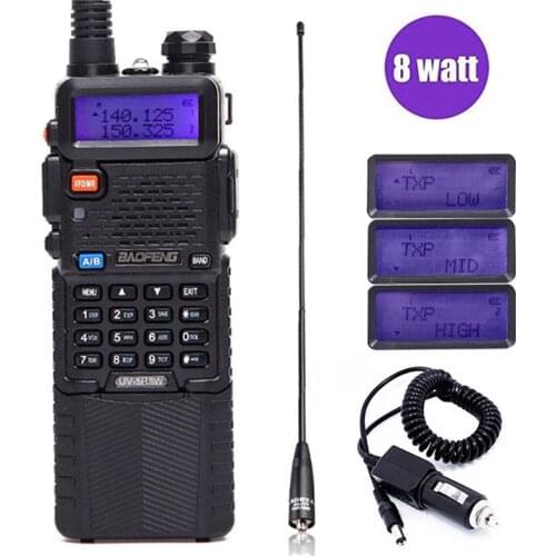 Baofeng UV-5R8W Tri-Power(1/4/8w) Dual Band 10km Long Range FM Ham Amateur Two Way Radio Transceiver 3800mAh Battery for Outdoor
