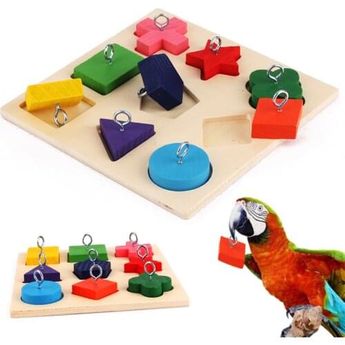 Birds Parrot Toys Wooden Platform Block Intelligence Training Chew Puzzle Toy Pet Educational Gifts Parrot Toys Accessories
