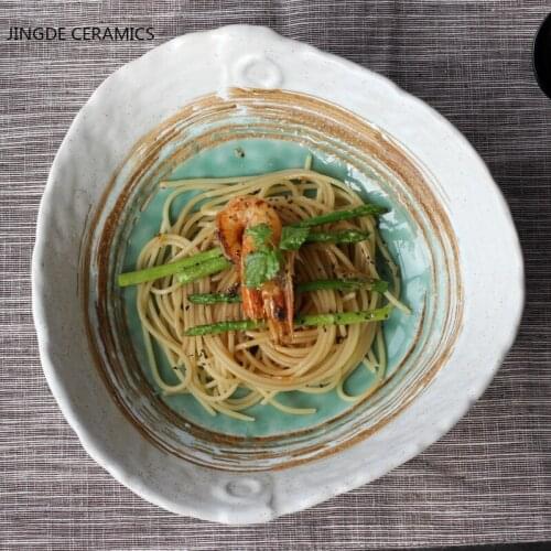 Retro Japanese-style Ceramic Plate Restaurant Home Kitchen Tableware Supplies Breakfast Sushi Cake Salad Steak Tray Dish Plates