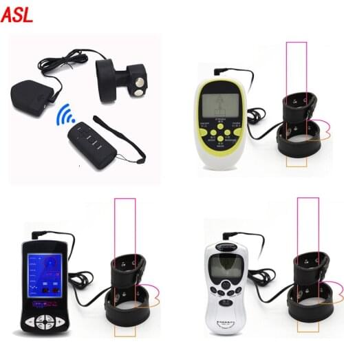 Electric Shock Penis Ring Kit PU Leather Adjustable Cock Ring Delay Bondage Ring Penis Stimulator Medical Themed Sex Toy For Men