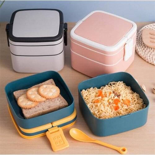 Microwave Lunch Box Leak-Proof Independent Lattice Bento Lunch Box for Kids Bento Box Portable Double-Layer Food Container