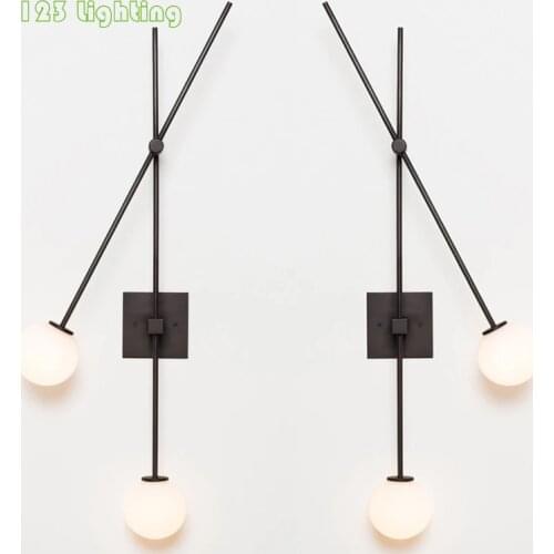 Minimalist Wall Lights Foyer Bedroom Stairs Coffee Shop Office Wall Sconce Gold Black White Glass 110-240V Nordic Lamp