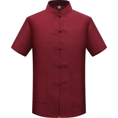 Men Traditional Chinese Clothing Tops Tang Suit Hanfu Chinese Shirt Style New Year Top Clothes Kung Fu Tai Chi Uniform