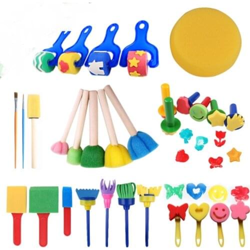 30pcs DIY Children Paint Sponge EVA Roller Painting Brushes Set School Stationary DIY Childrens Painting Brush Set