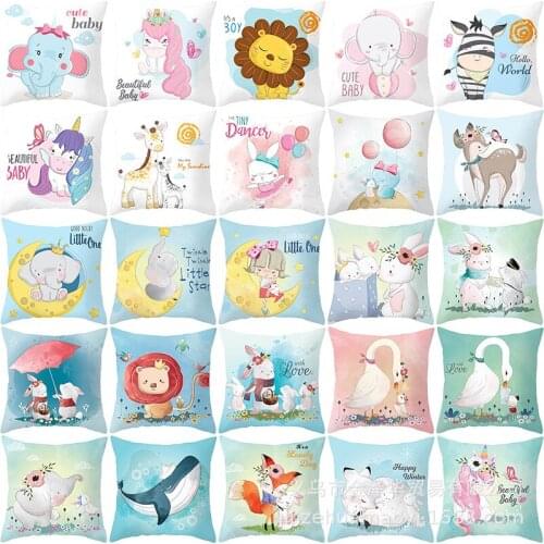 Cushion Cover 45*45 Cartoon Cute Anima printed Pillow Covers Pillowcase Sofa Cushions Pillow Cases Polyester Home Decor kd-0400