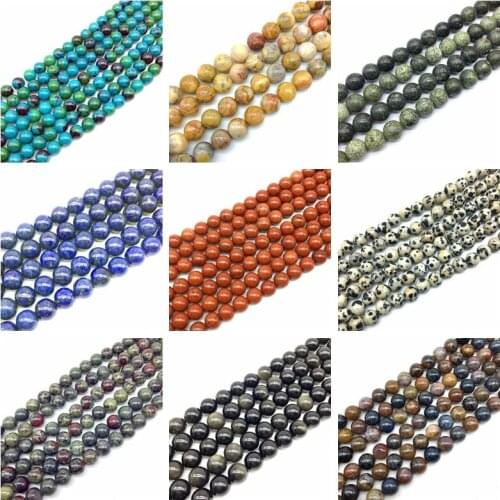 New Cheap 20+ Natural Stone Round Beads 4-12 MM Lava Tiger Eye Red Black Onxy Cherry Quartzs Agates Amethyst For Jewelry Making