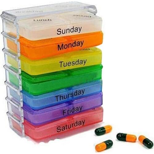 Hot Sale 7-Day Weekly Medicine Storage Pill Tablet Box Container Case Organizer Portable