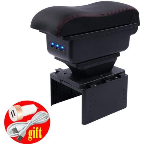 Universal Car Armrest central Universal model armrest box car accessories storage box modification Retrofit parts with USB LED