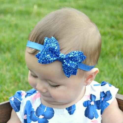 Hot Sale Sparkling Hair Accessories Bow Baby Girl Headbands Birthday Party Headwear Elastic Multicolor Infant Baby Headband