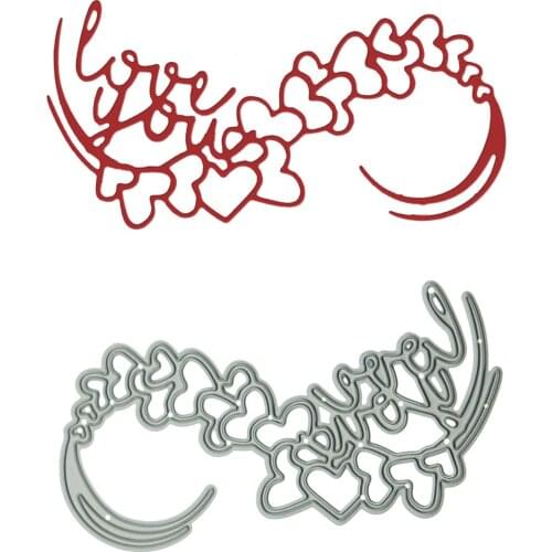 Heart Shape Metal Cutting Dies Scrapbooking With Love You Letter Pattern Card Embossing Craft Paper Cutter Mold