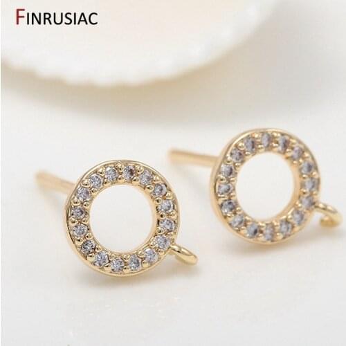 2020 New Earring Making Supplies 14k Gold Plated Round Circle Zircon Earrings Hooks Earring Findings Accessories DIY Craft
