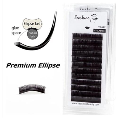 Seashine 0.25mm 8-16mm Mix Matte Ellipse Flat Lashes Split-Tips Volume Eyelash Extension Individual Matte Black Lash Faux Cilia