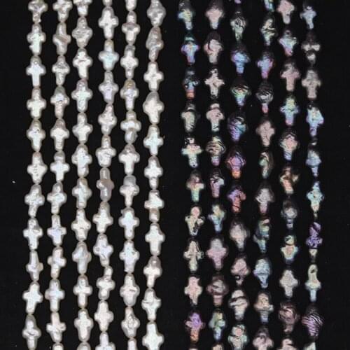 8x13MM 28Pcs=1Strand/Pack Baroque Irregular Cross 100% AA Natural Freshwater Pearl Strand Earring Charms Jewelry Loose Beads